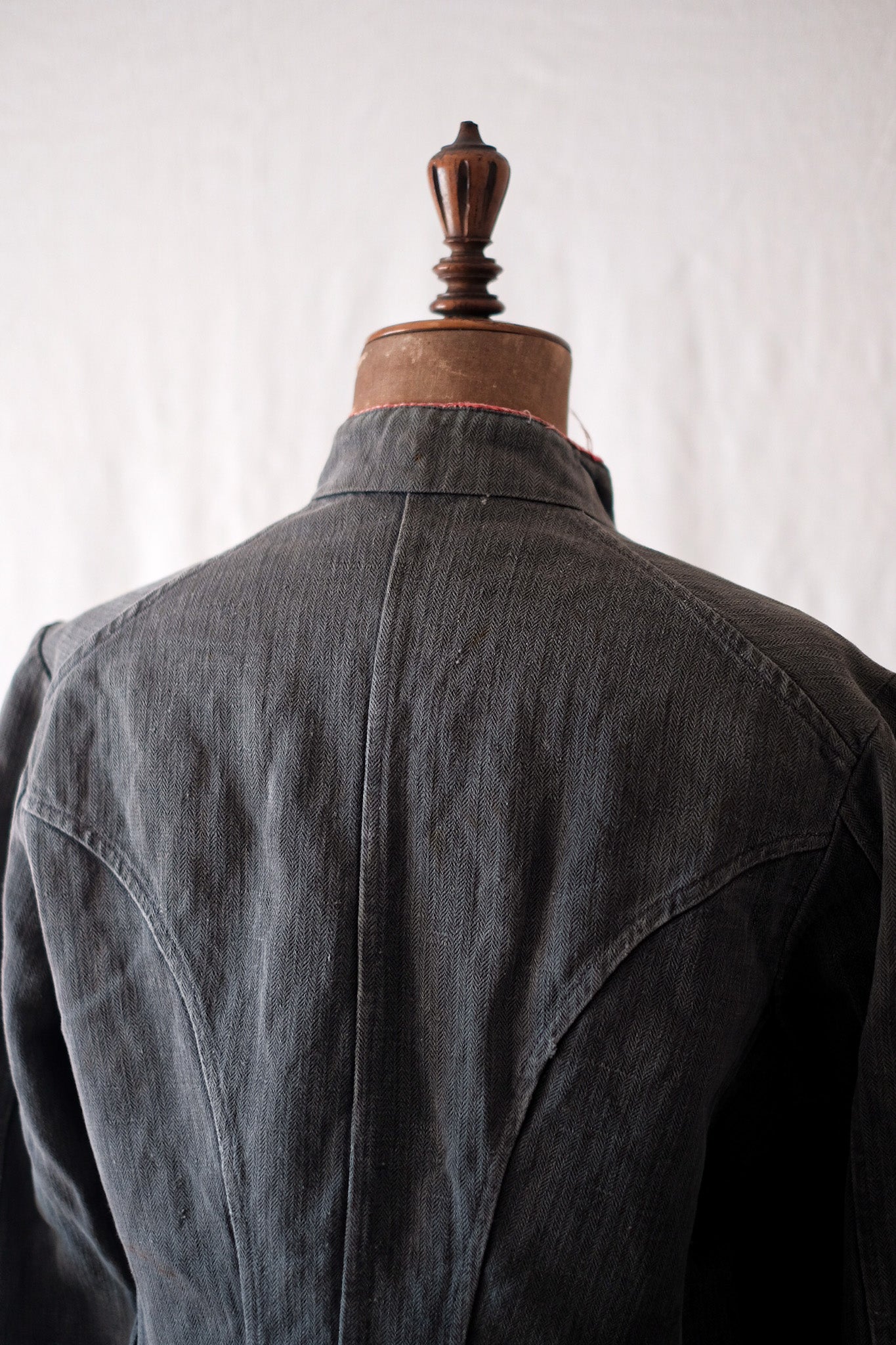 ［~10's］French Vintage Black Linen HBT Fireman Jacket