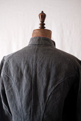 【~10's】French Vintage Black Linen HBT Fireman Jacket