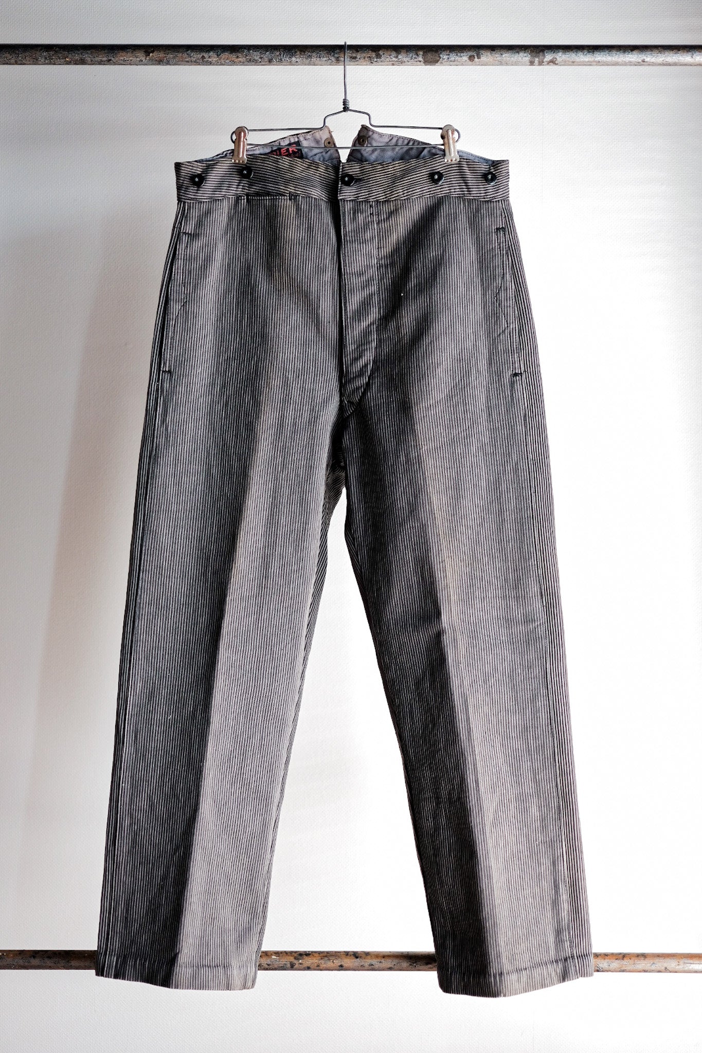［~30's］French Vintage Cotton Pique Striped Work Pants "Dead Stock"