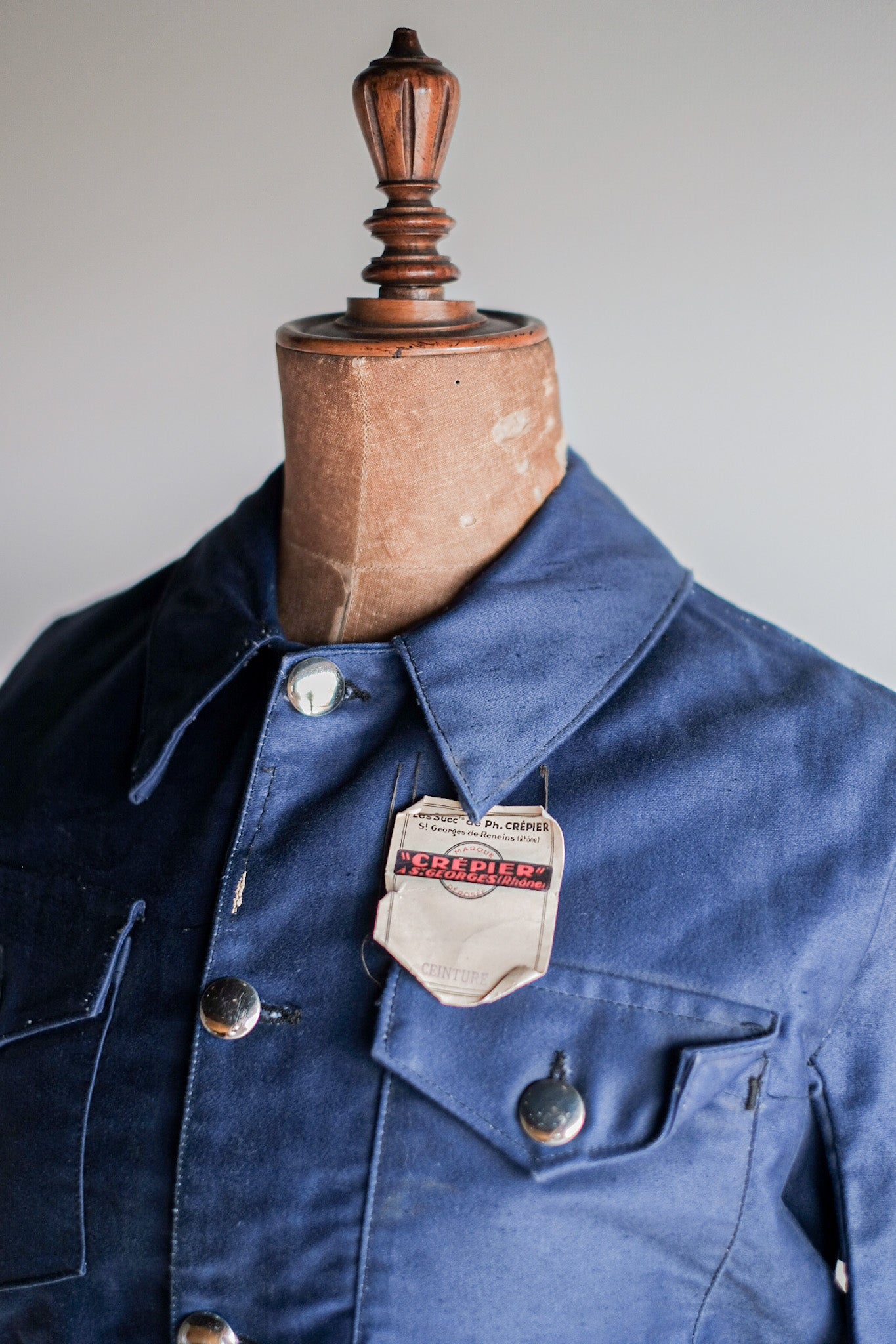 【~40's】French Vintage Blue Moleskin Cyclist Jacket "Dead Stock"