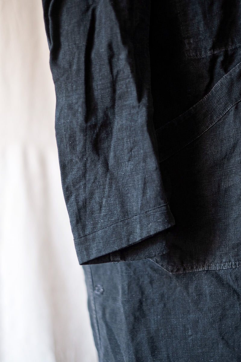 [ต้น 20 C] เสื้อคลุมผ้าลินิน Indigo Maquignon ของฝรั่งเศสโบราณ