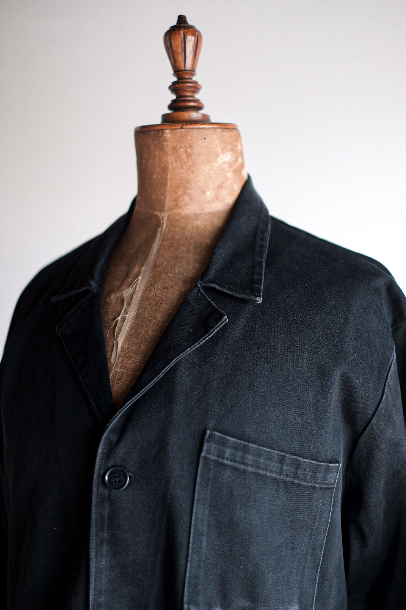 [~ 50's] French Vintage Black Moleskin Work Coat