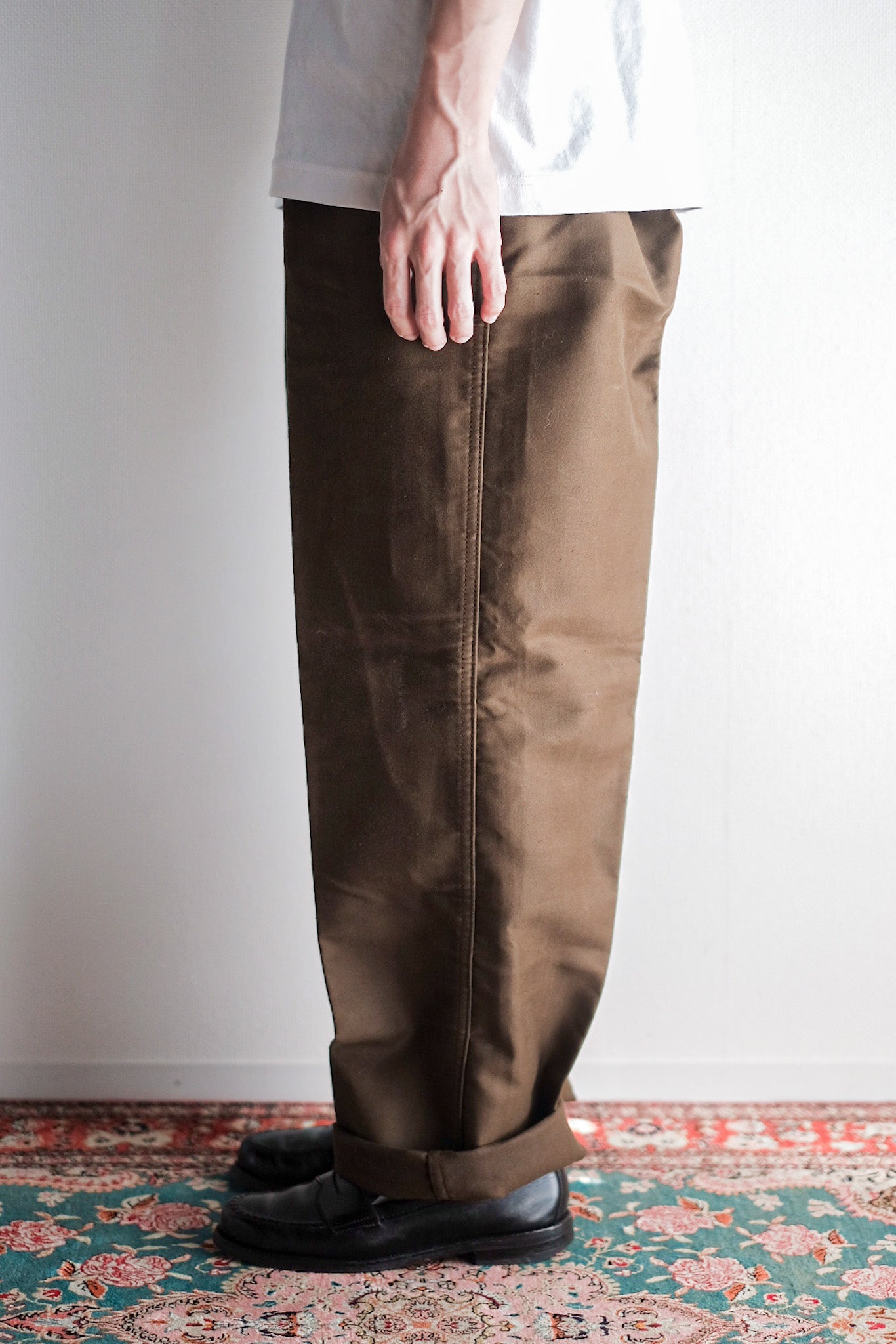 [~ 50's] French vintage brun moleskin pantals "morte stock"