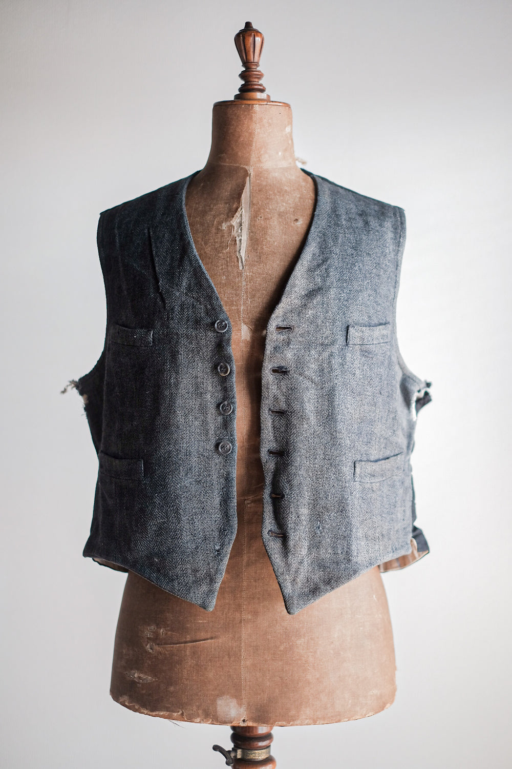 【~40's】French Vintage Gray Wool Work Gilet