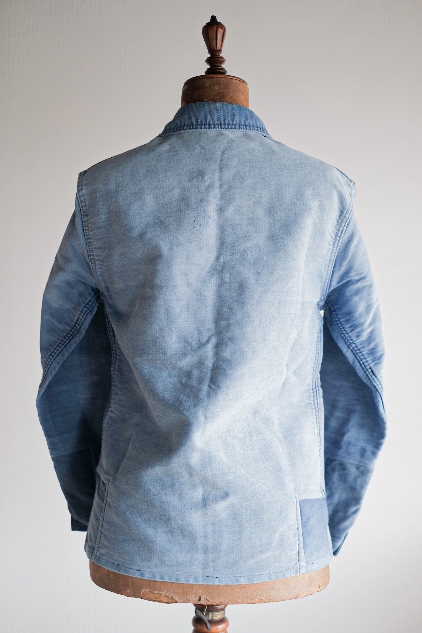 [~ 50's] French Vintage Blue Moleskin Work Jacket "Le Mont St. Michel"