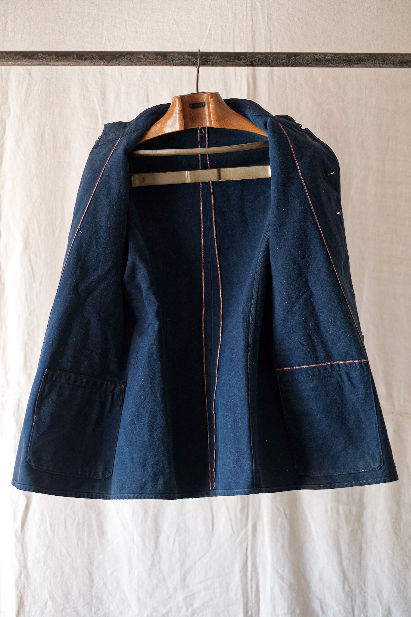 30's】French Vintage Indigo Cotton Twill Fireman Jacket