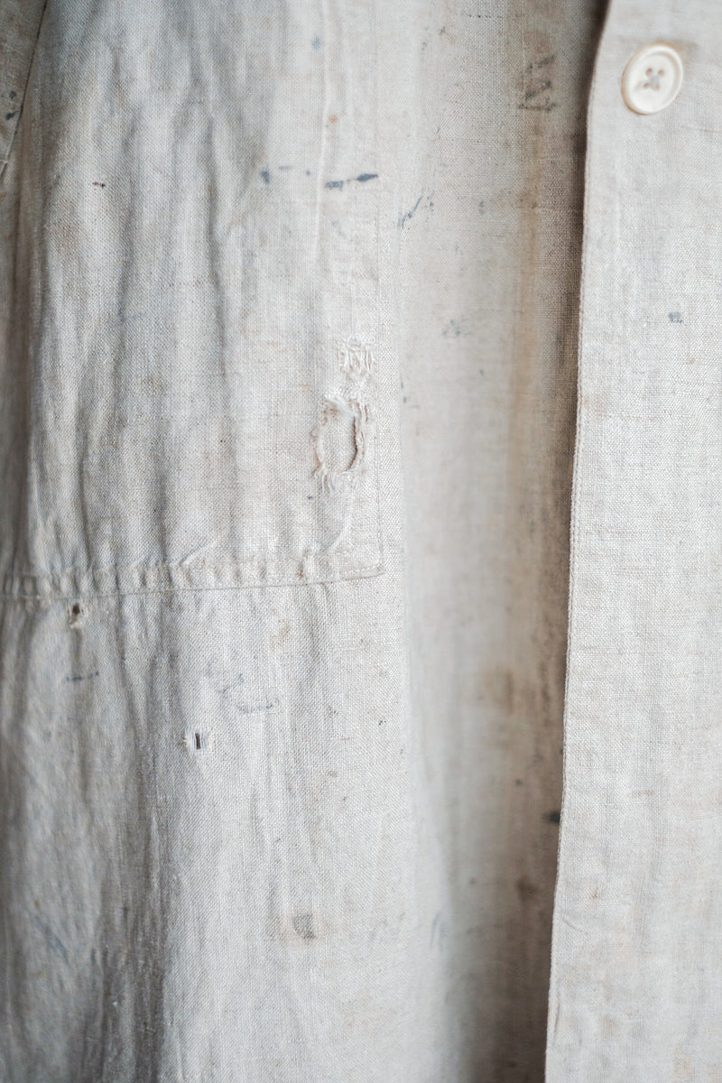 [~ 30's] เสื้อคลุมผ้าลินินวินเทจฝรั่งเศส