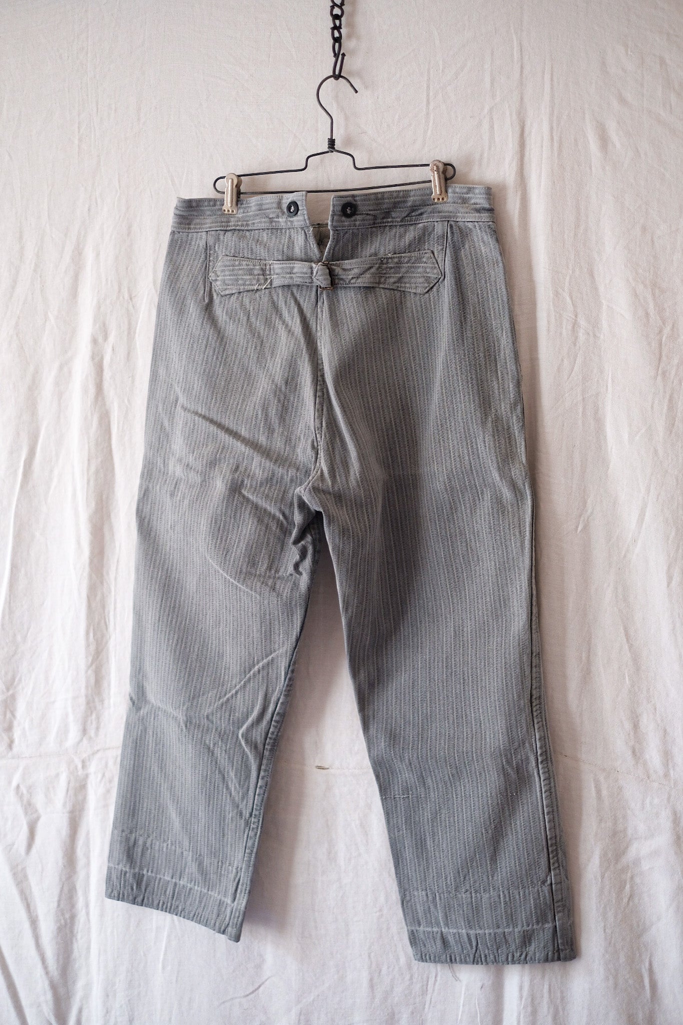 [~ 40's] Pantalon de travail de rayures en coton vintage français