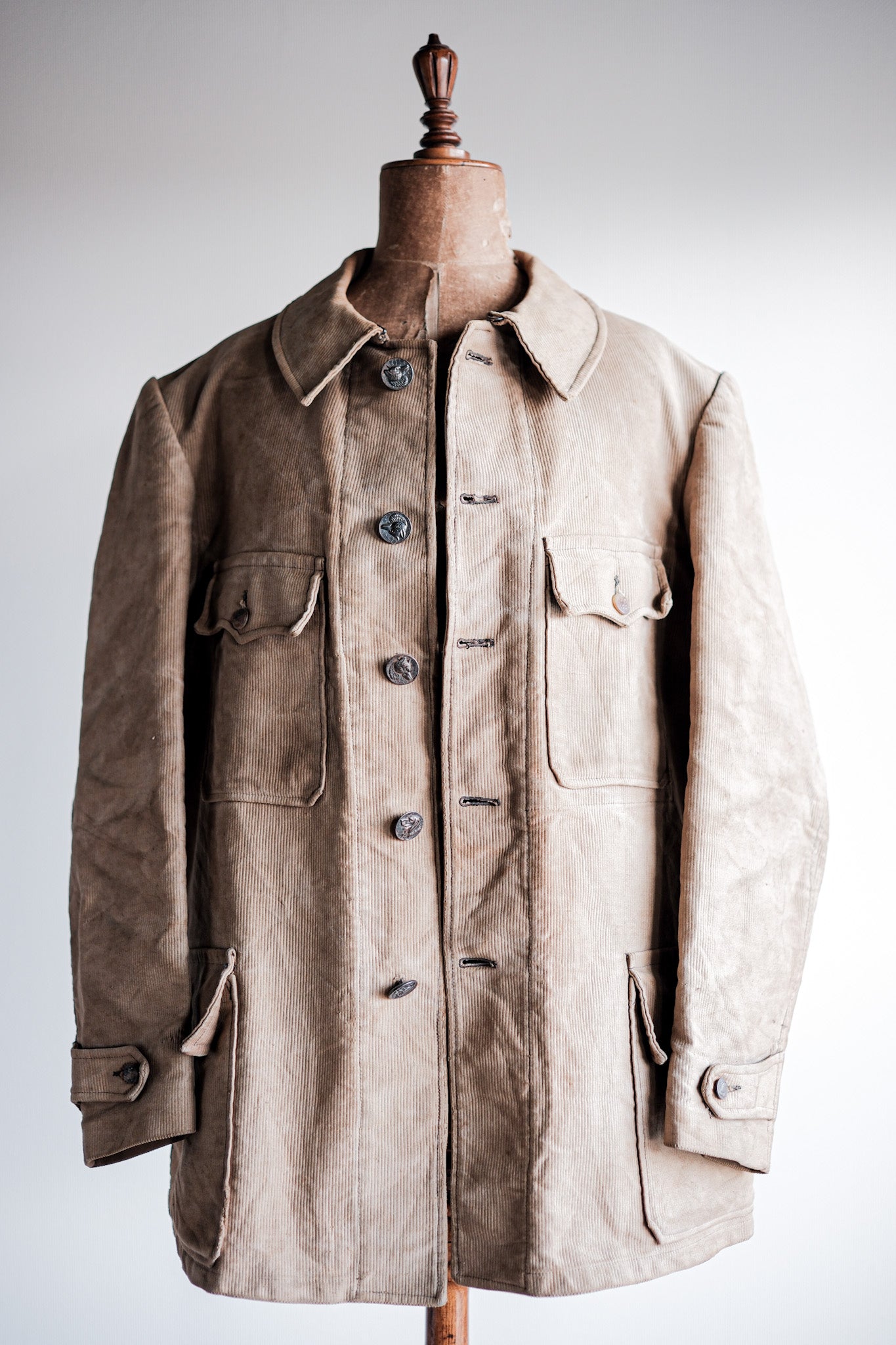 【~40's】French Vintage Beige Corduroy Hunting Jacket