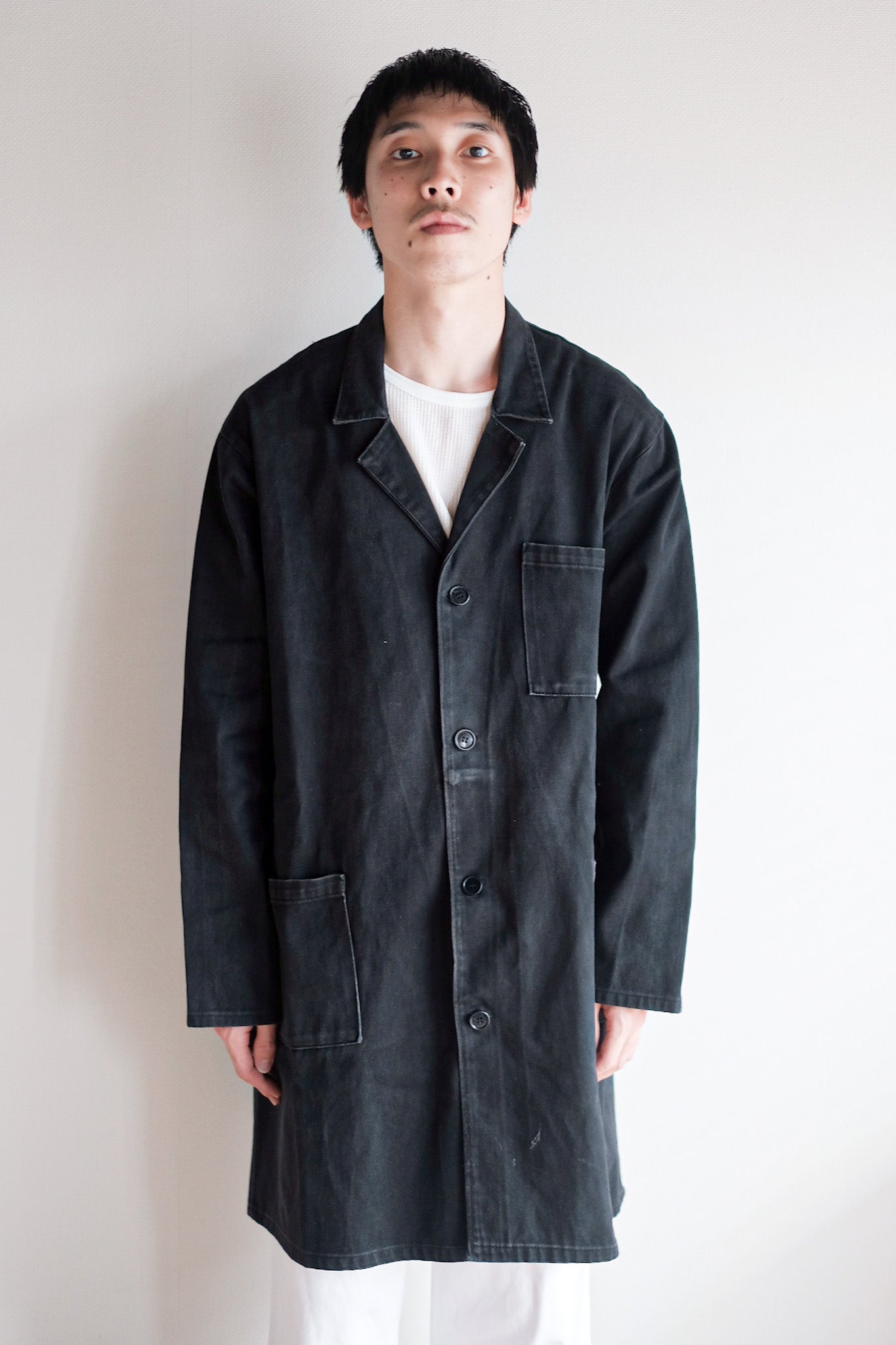 【~50's】French Vintage Black Moleskin Work Coat