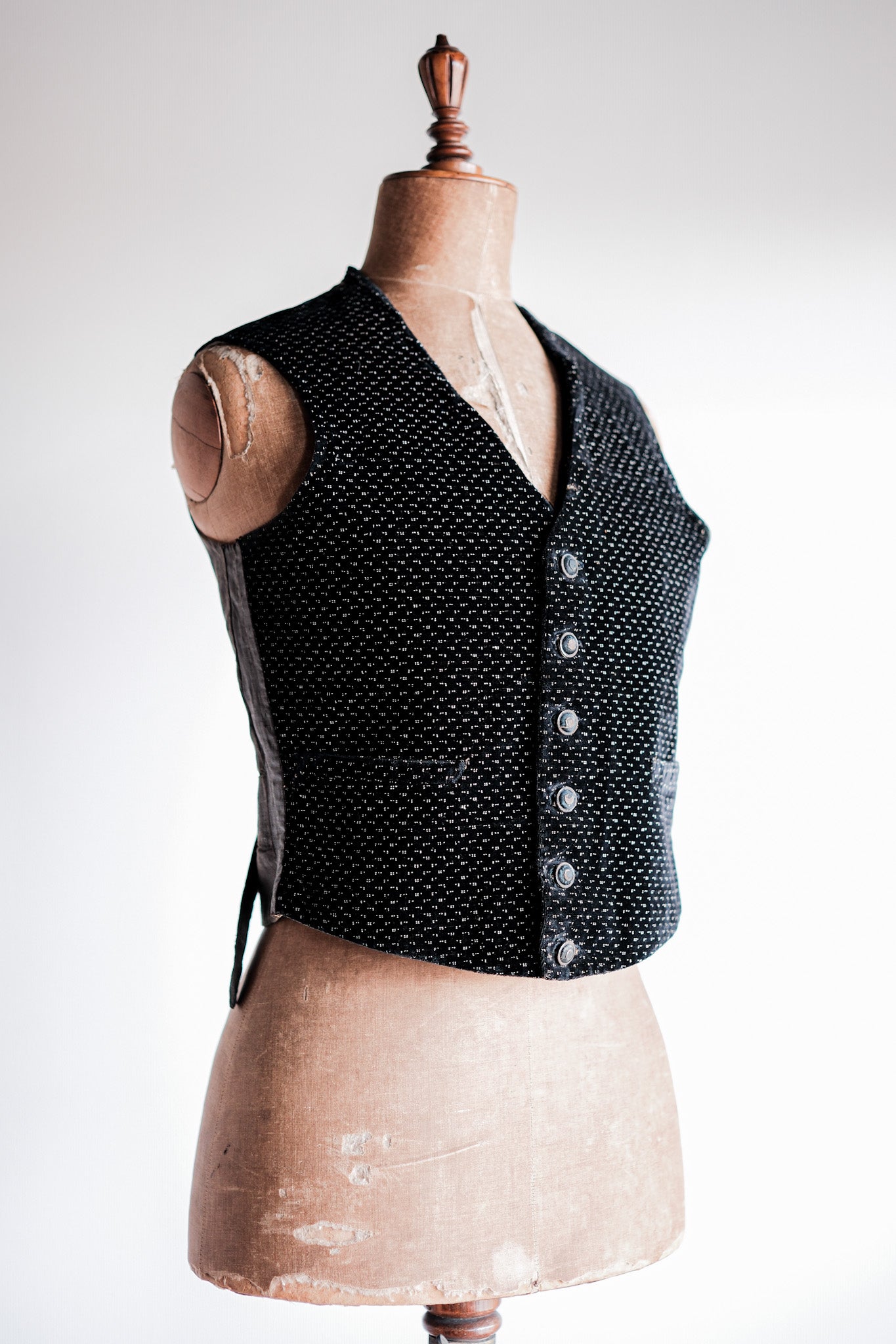 ［Late 19th C］French Antique Black Velvet Gilet