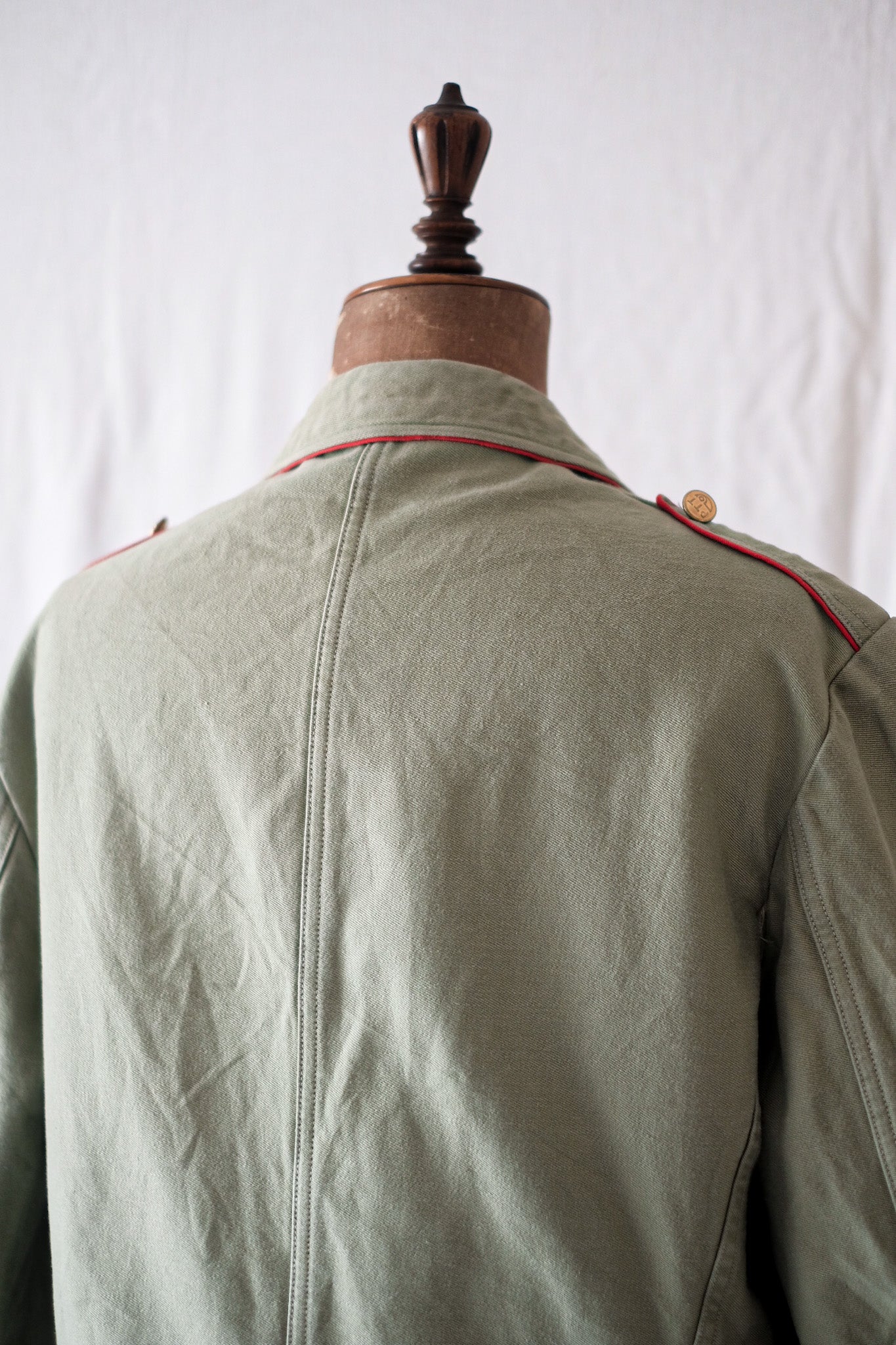 [~ 40's] Jacket de travail de la revers à la malues ​​verte vintage française Vintage