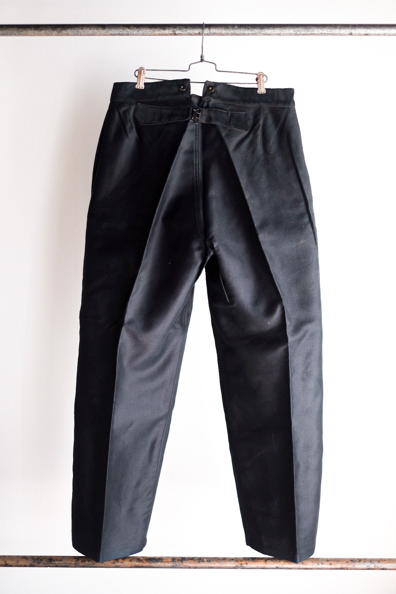 [~ 40's] กางเกงโมล่สกินสีดำวินเทจฝรั่งเศส "Adolphe Lafont" "Dead Stock"
