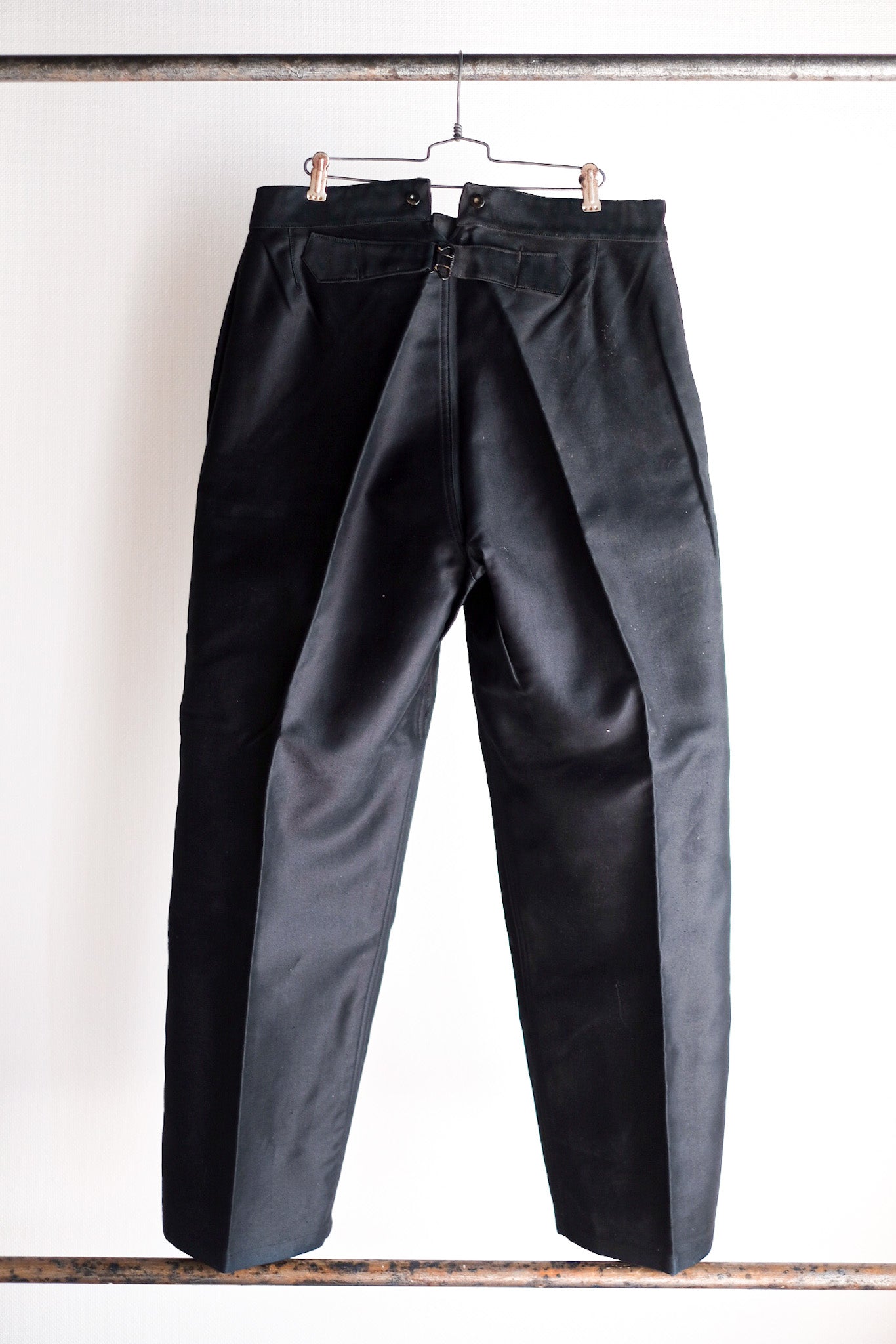 ［~40's］French Vintage Black Moleskin Work Pants "Adolphe Lafont" "Dead Stock"