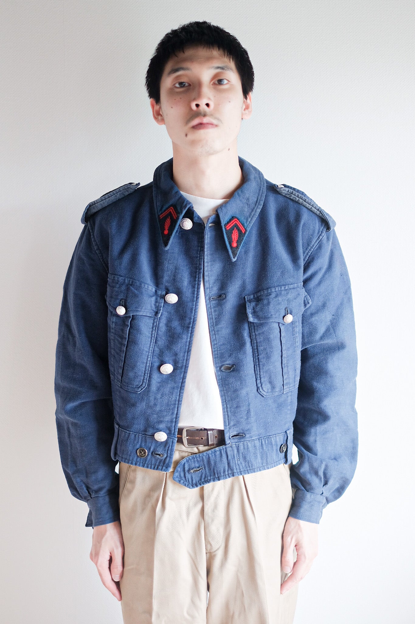 【~40's】French Vintage Blue Moleskin Fireman Jacket