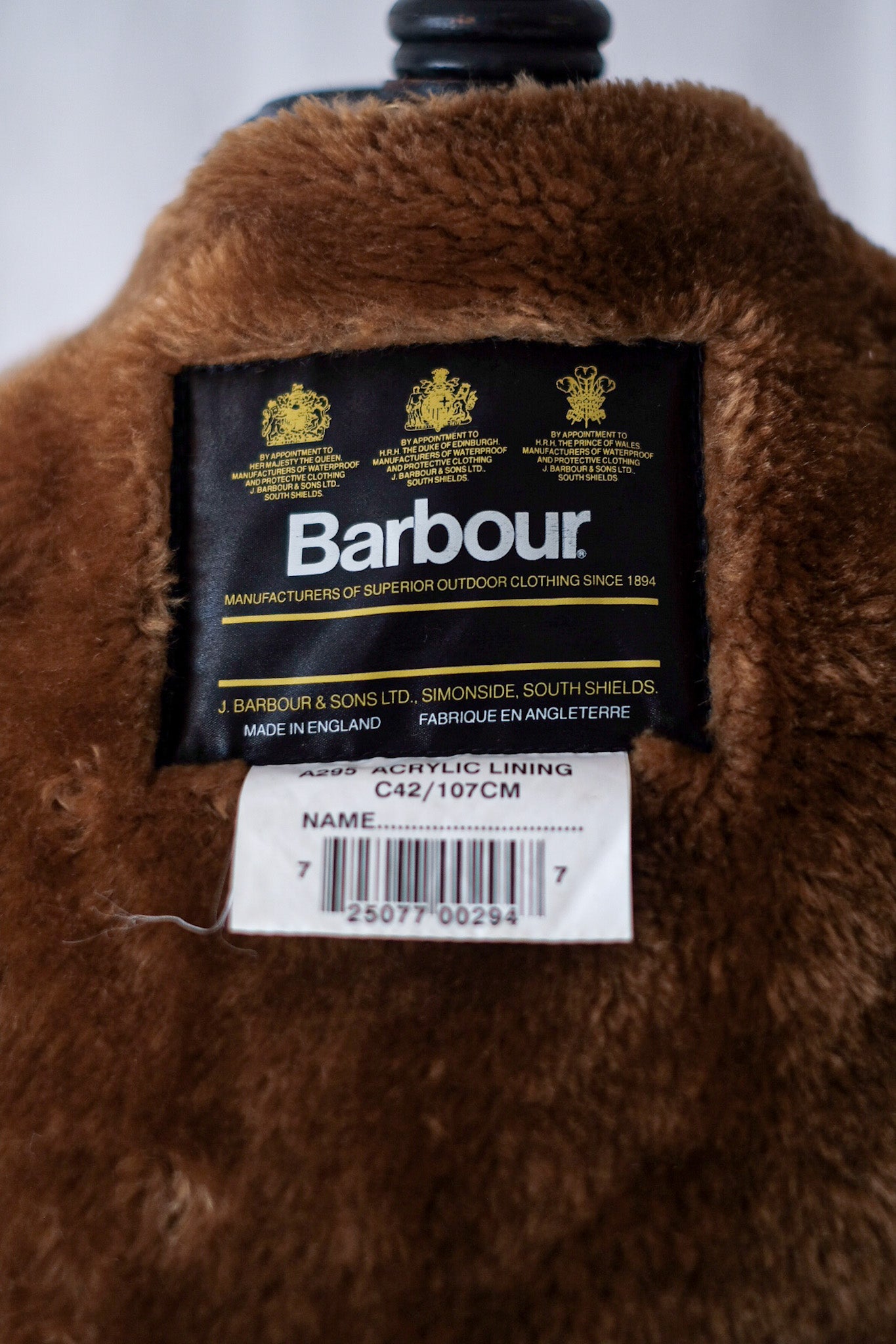 【~90's】Vintage Barbour "NORTHUMBRIA" 3 Crest Size.42 "Full Set"