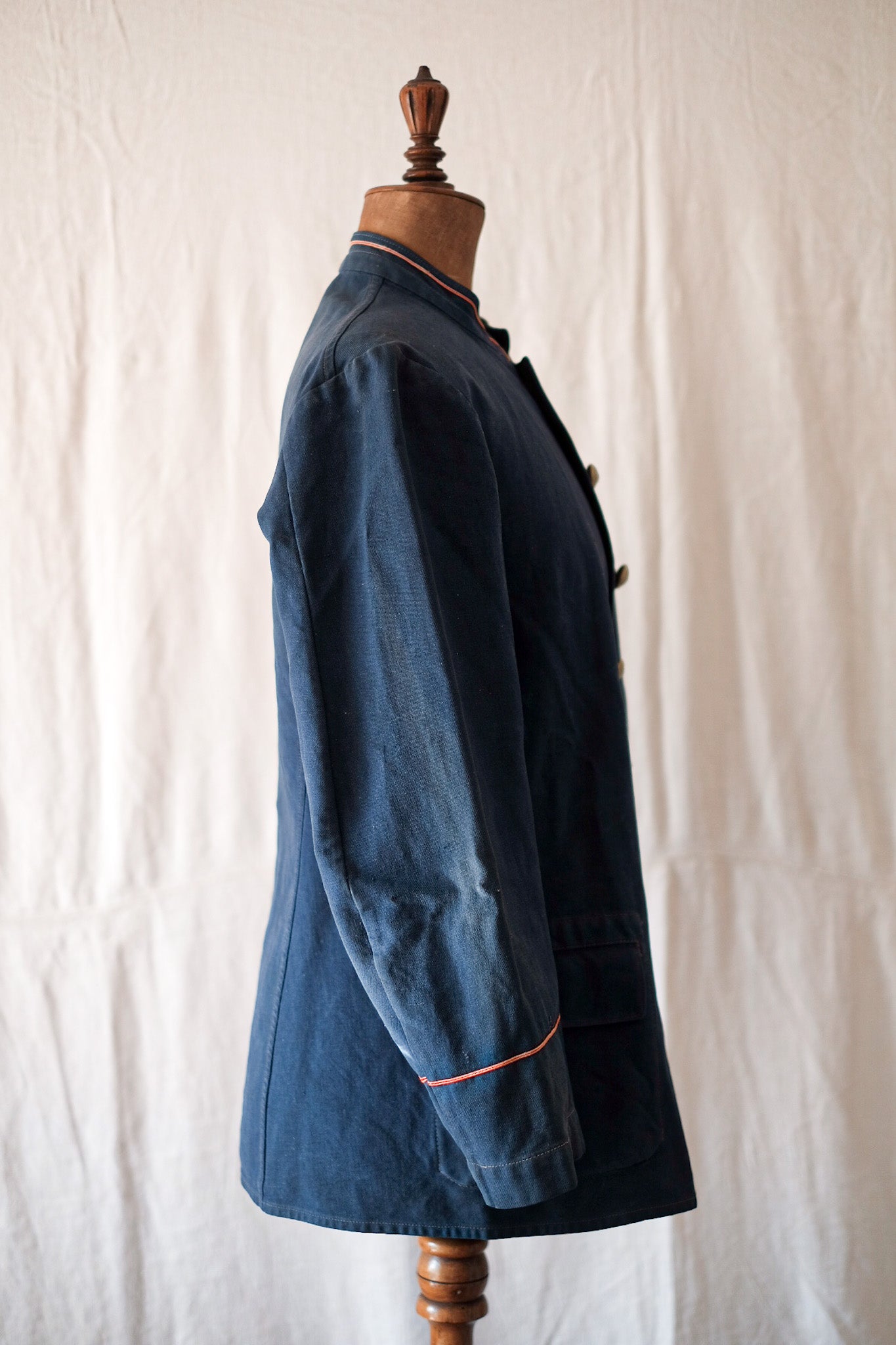 30's】French Vintage Indigo Cotton Twill Fireman Jacket