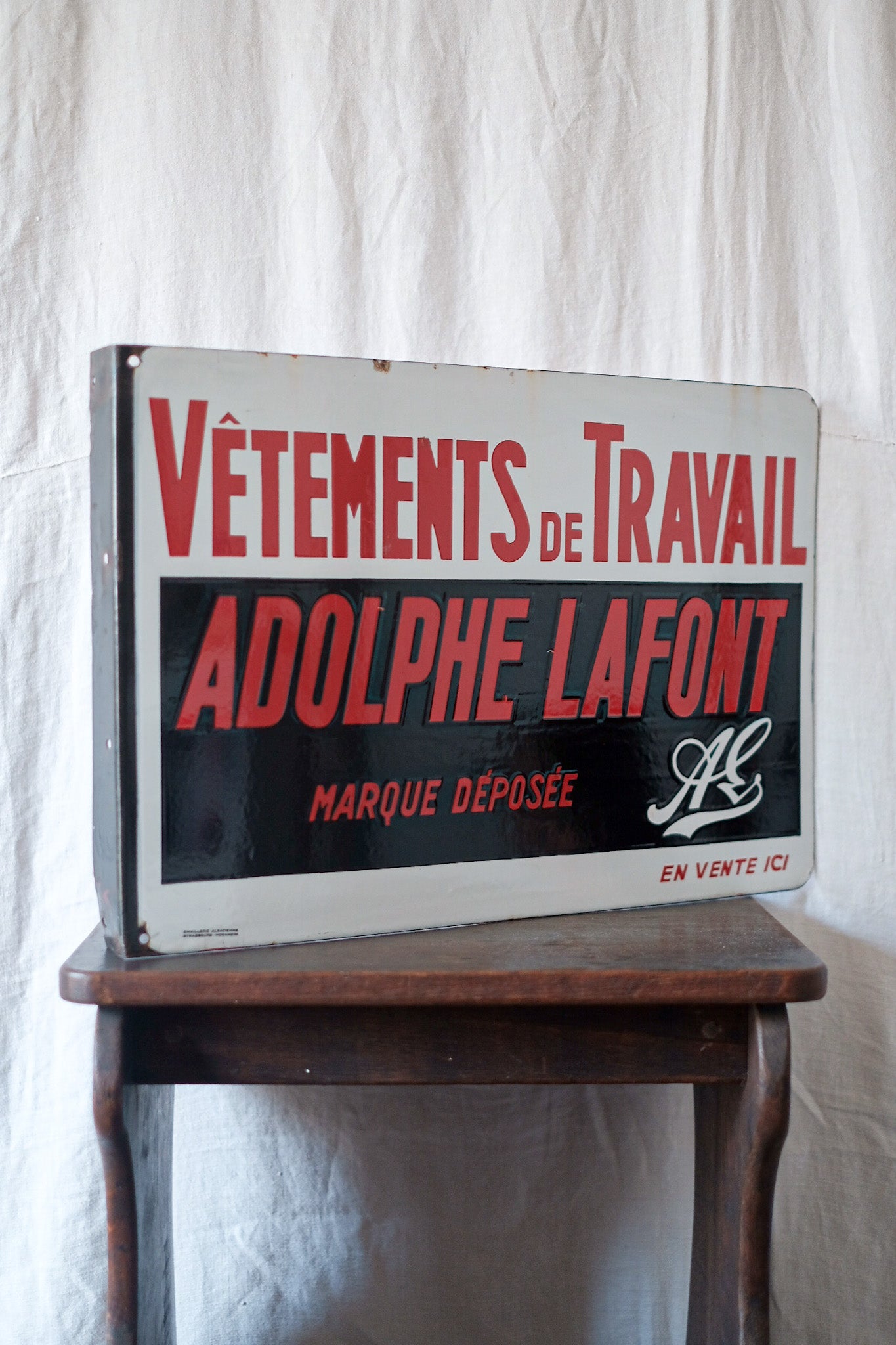 [~ 50's] Plaque d'émail vintage française "Adolphe Lafont"