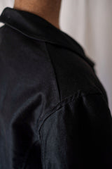 【~30's】French Vintage Double Breasted Black Moleskin Work Jacket