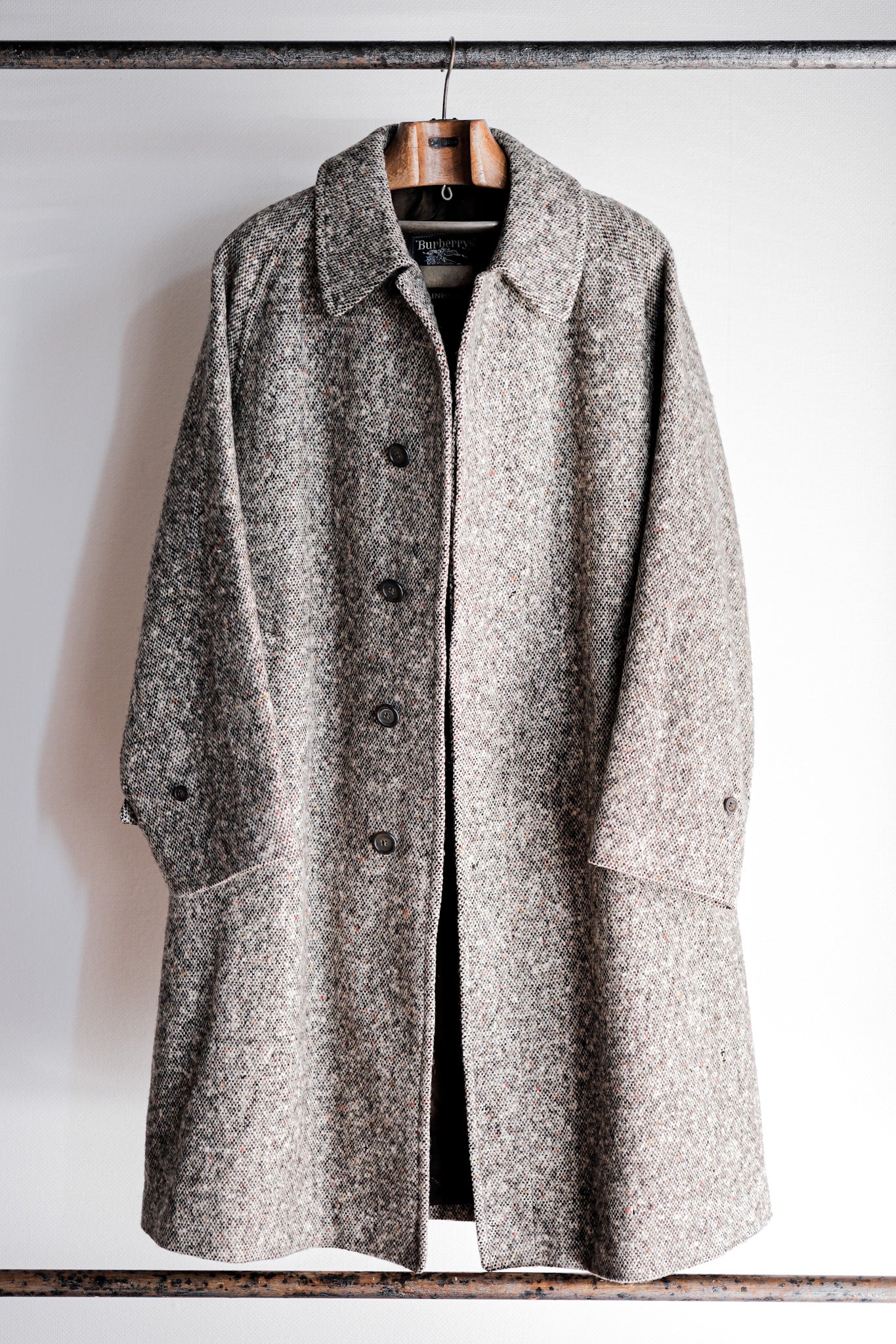 ［~70's］Vintage Burberry's Single Raglan Balmacaan Coat Size.38R "IRISH TWEED" "RAINBOW C 別注"