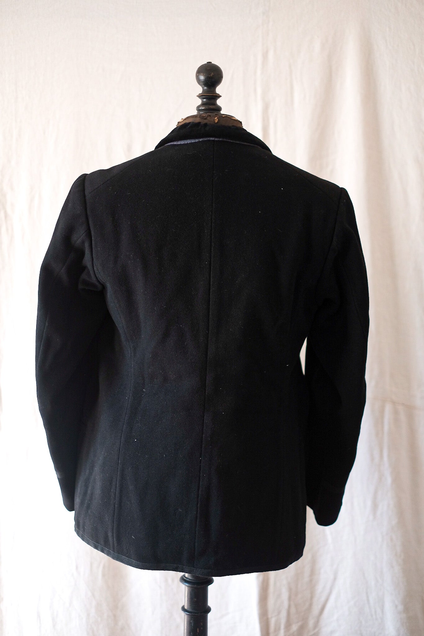 [~ 30's] Dutch Vintage Black Wool x Velor Sack Jacket