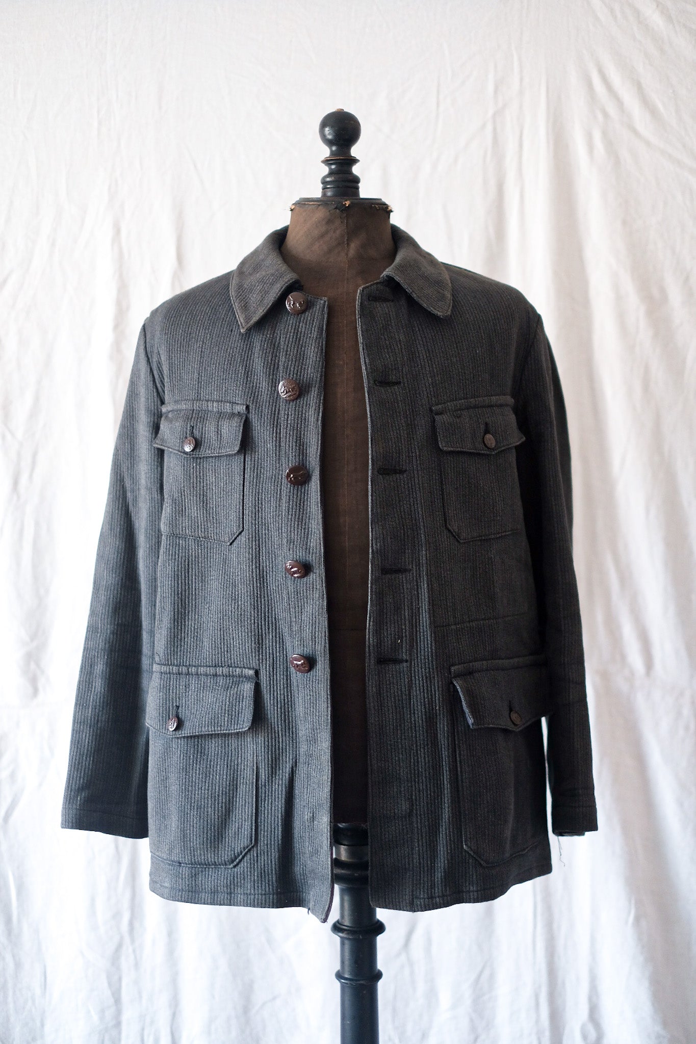 【~50's】French Vintage Gray Pique Hunting Jacket "Dead Stock"