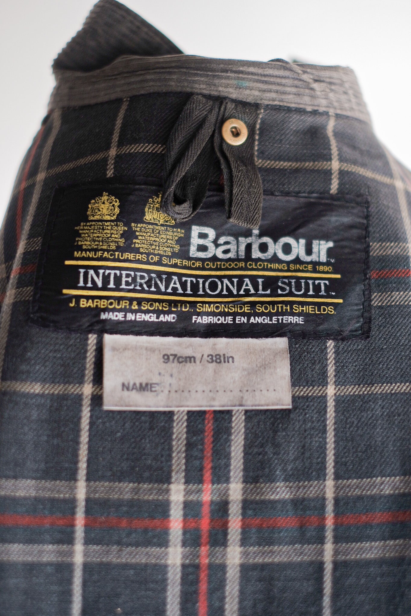 【~80's】Vintage Barbour "INTERNATIONAL SUIT" 2 Crest Size.38