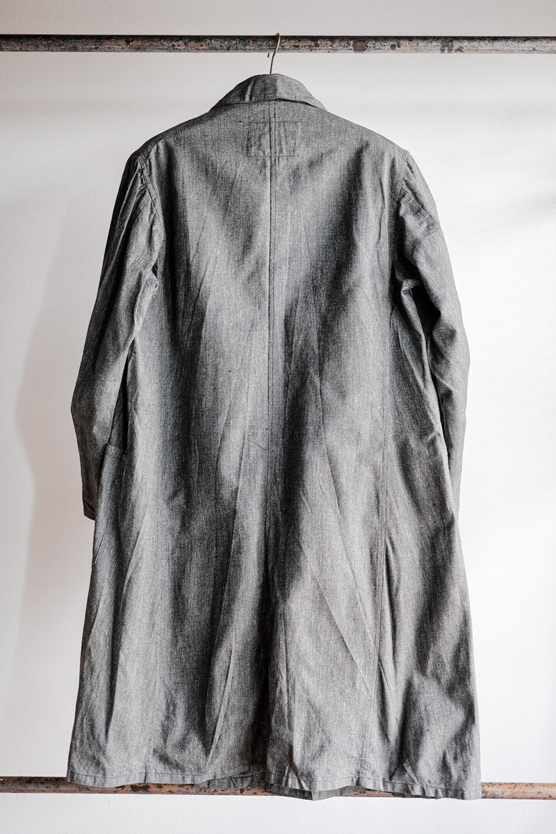 [~ 40's] French Vintage Black Chambray Atelier Coat "Dead Stock"