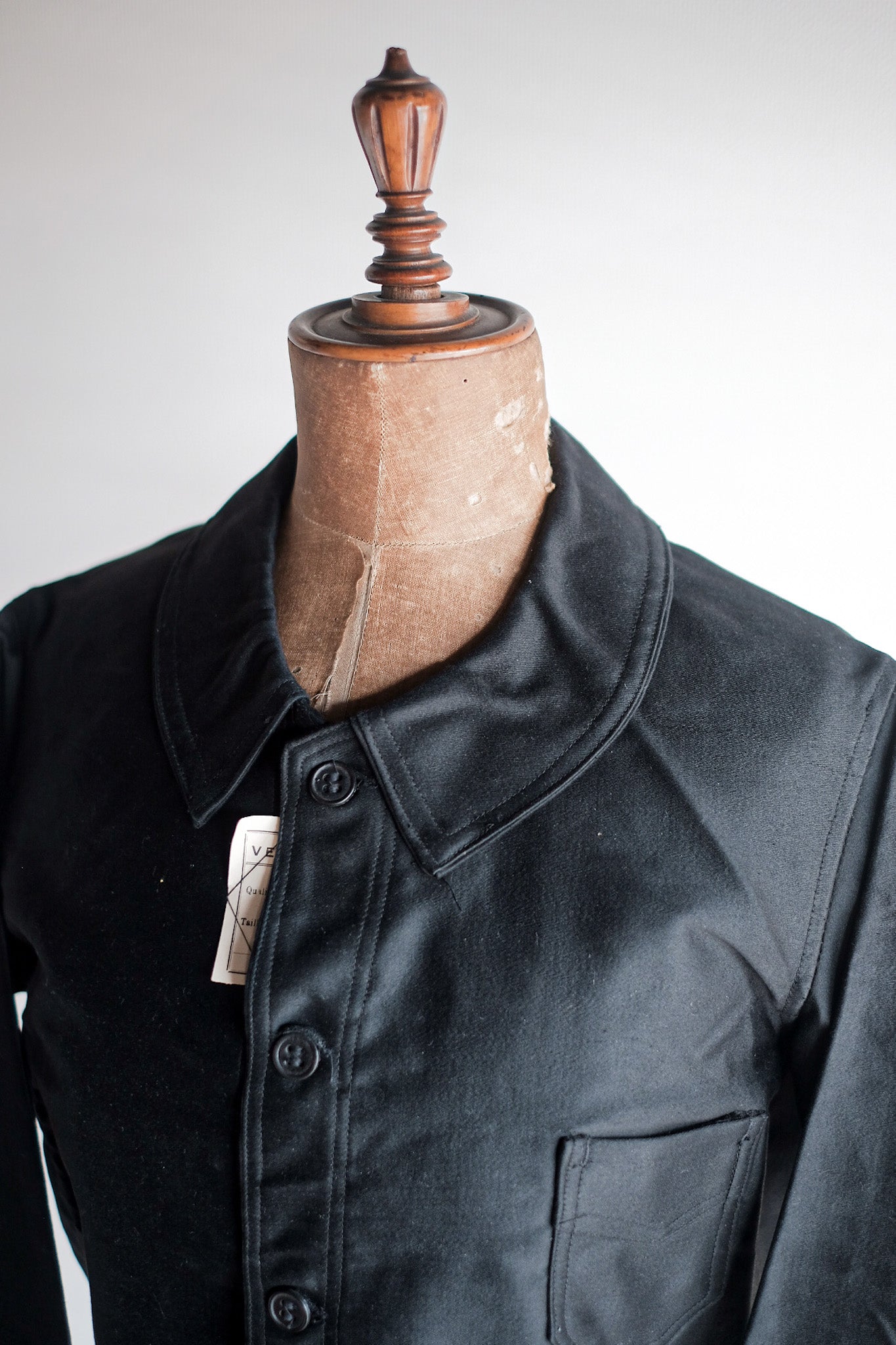［~30's］French Vintage Black Moleskin Work Jacket "Dead Stock"