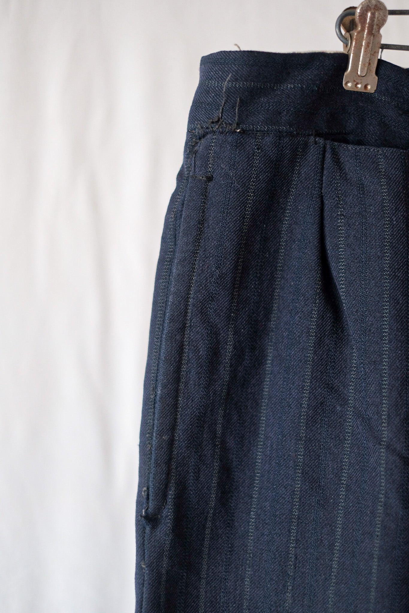 [〜40年代]法國復古海軍羊毛條紋作品褲子