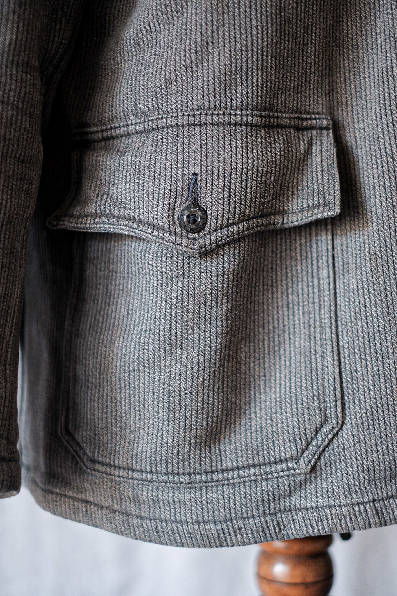 [~ 50's] French Vintage Gray Salt & Pepper Cotton Pique Hunting Jacket