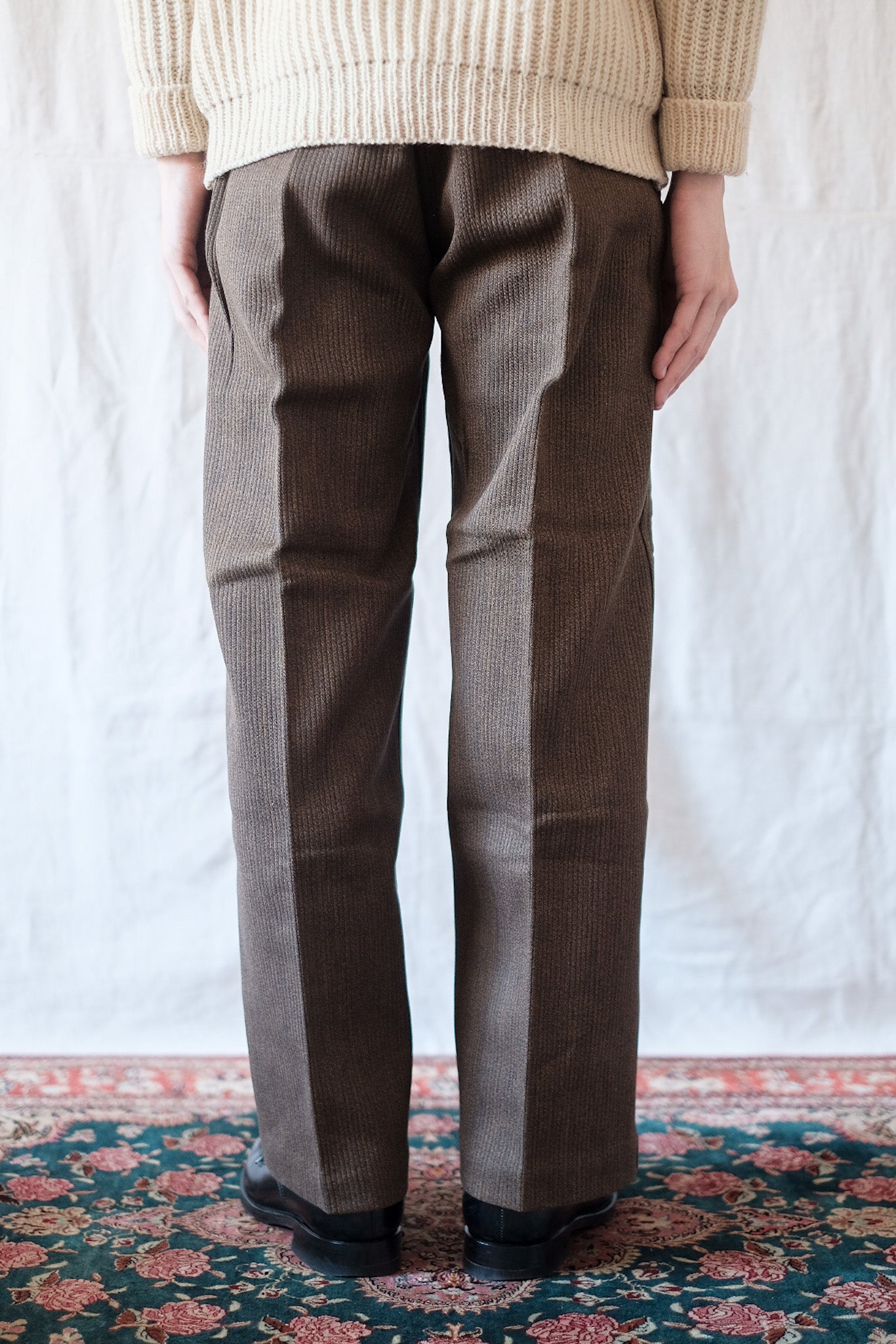 [〜50年代]法國復古棕色棉布式工程褲子“死庫存”