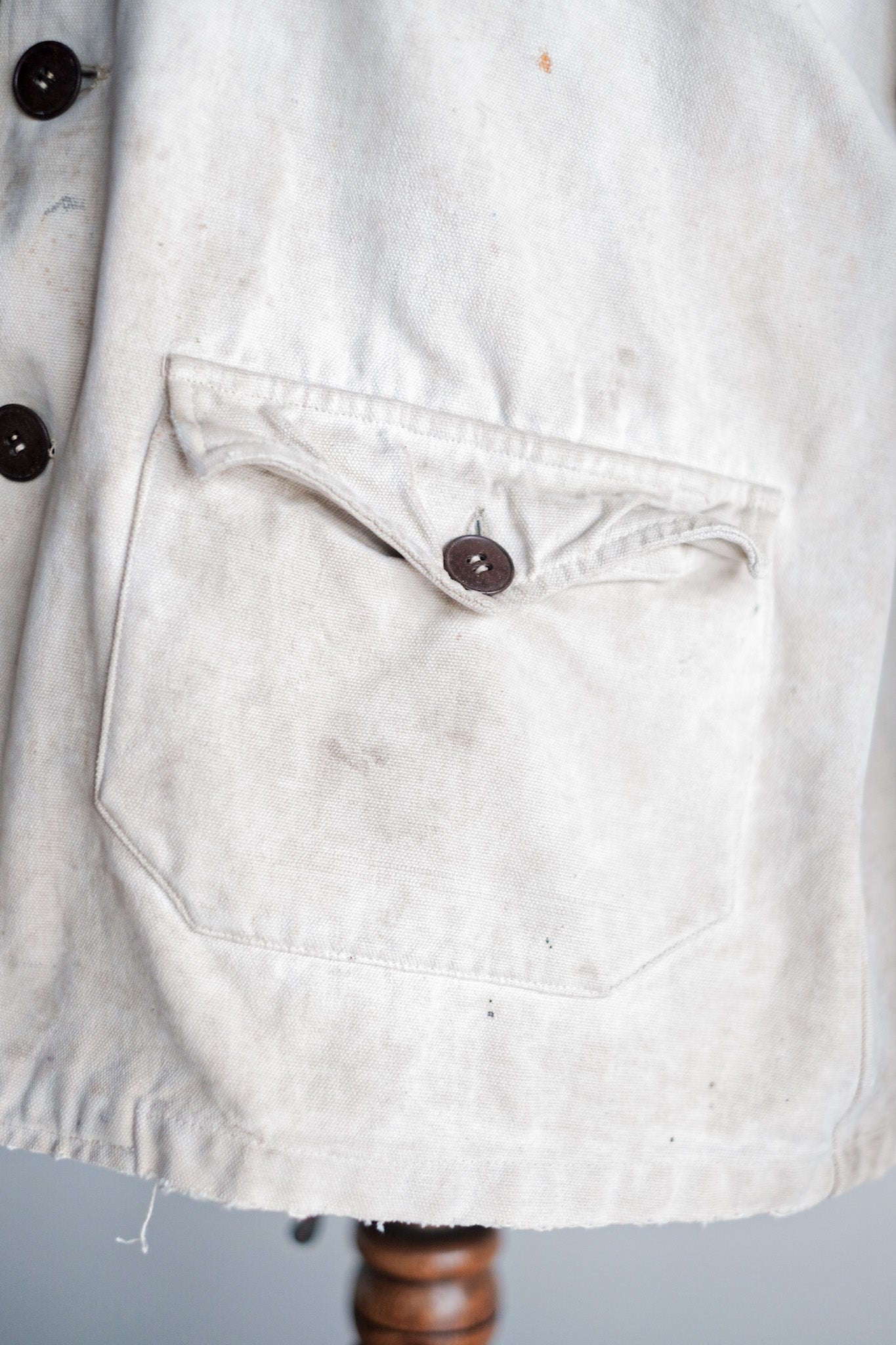 【~50's】French Vintage White Cotton Canvas Work Jacket
