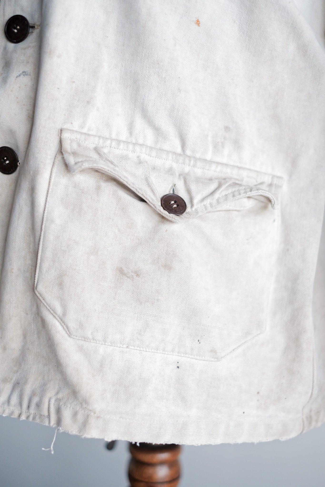 ［~50's］French Vintage White Cotton Canvas Work Jacket