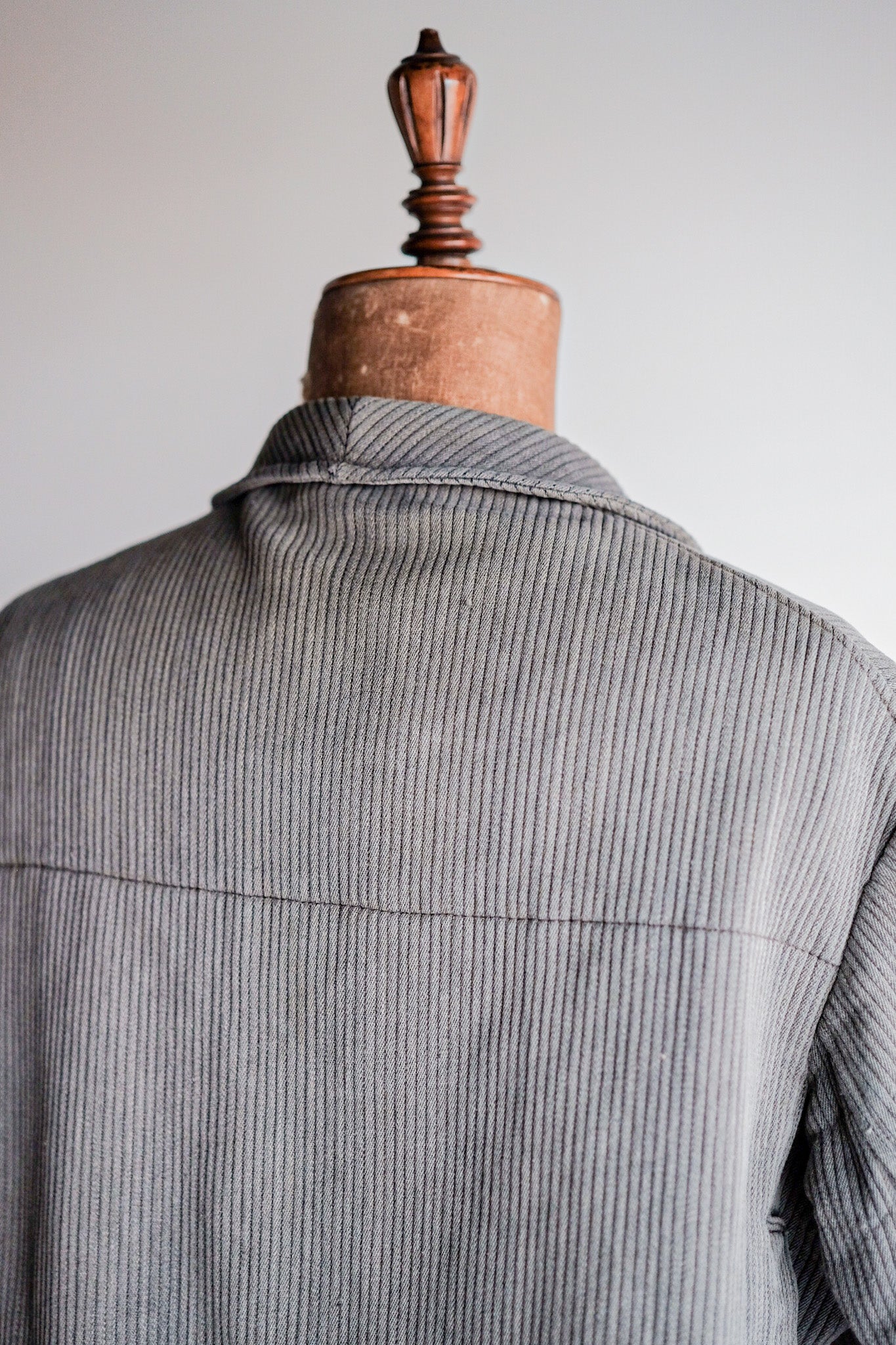 ［~30's］French Vintage Gray Cotton Pique Hunting Jacket With Chin Strap