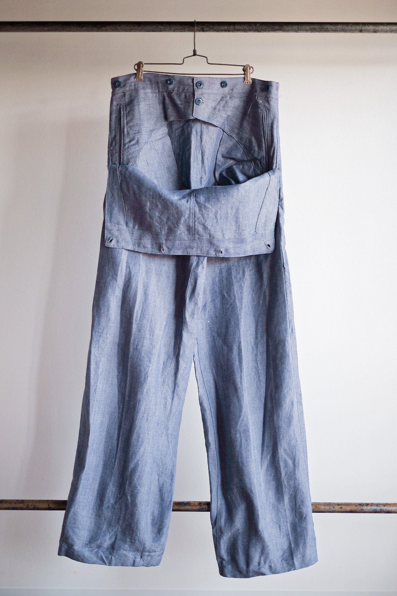 [~ 50's] French Navy Ramie Linen Sailor Pant "Dead Stock"