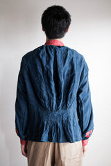 【Late 19th C】French Antique Indigo Linen Fireman Bourgeron Jacket