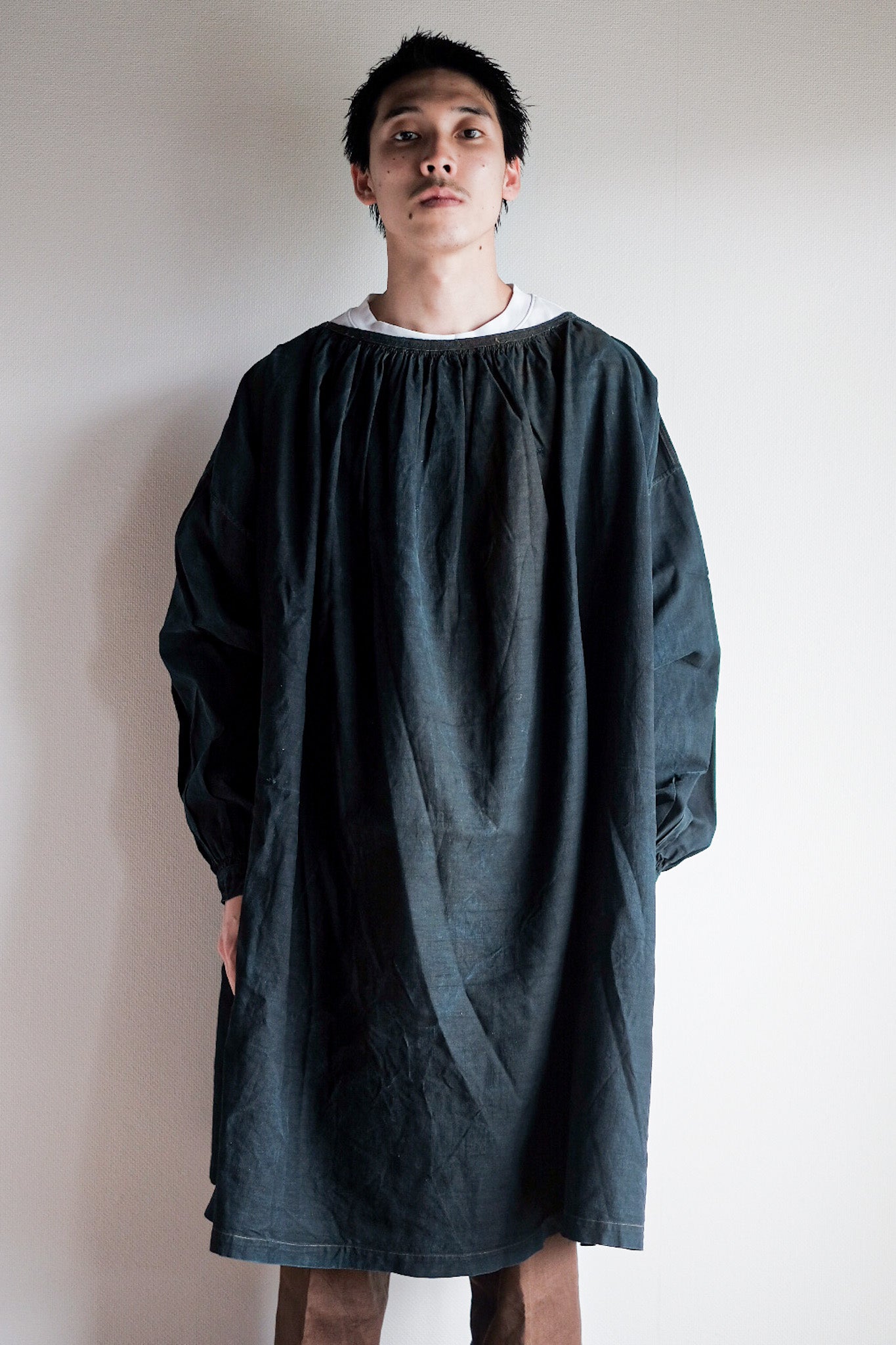 【Early 20th C】French Antique Indigo Linen Smock "Biaude"