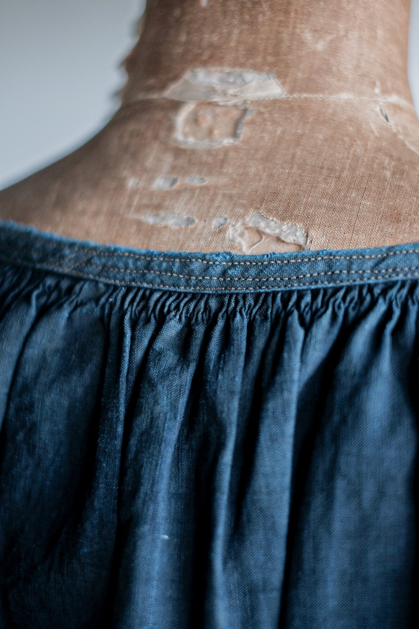 【Early 20th C】French Antique Indigo Linen Smock "Biaude"