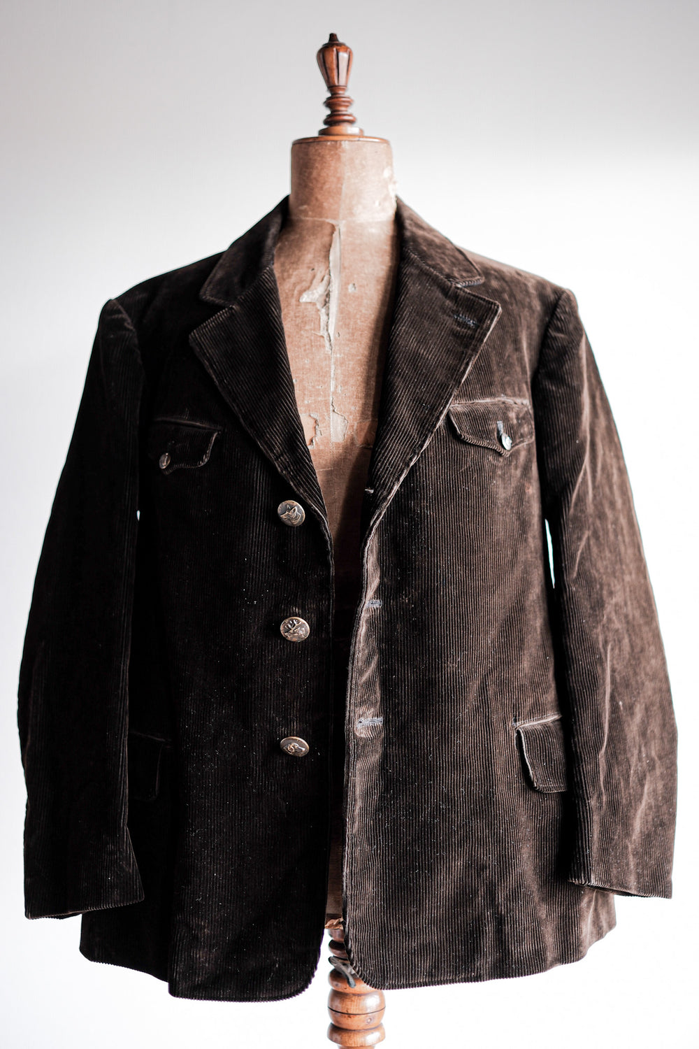 ［~40's］French Vintage Dark Brown Corduroy Lapel Hunting Jacket "Dead Stock"