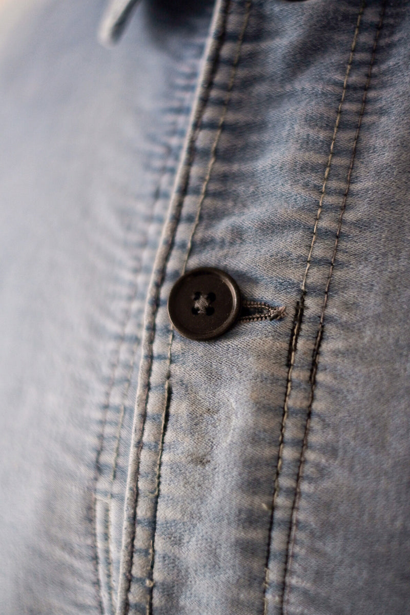 【~50's】French Vintage Blue Moleskin Work Jacket "Le Mont St. Michel"
