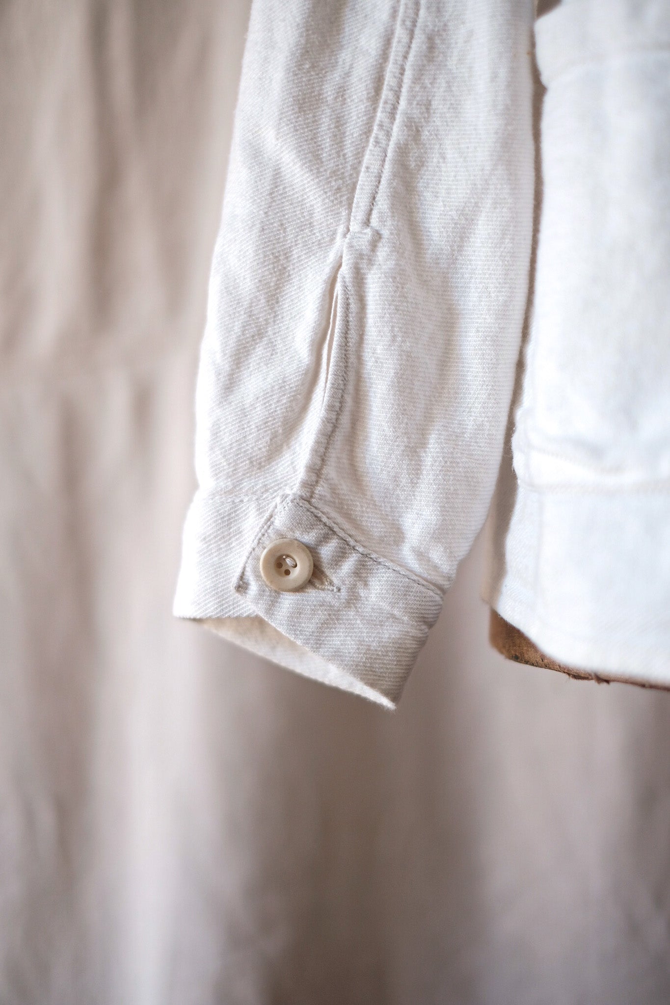 [~ 30's] French Vintage Double Breasted White Cotton Linen Twilk Jacket