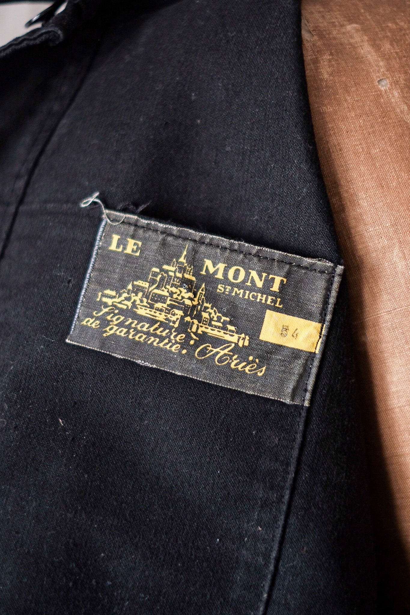 【~50's】French Vintage Black Moleskin Work Jacket "Le Mont St. Michel"