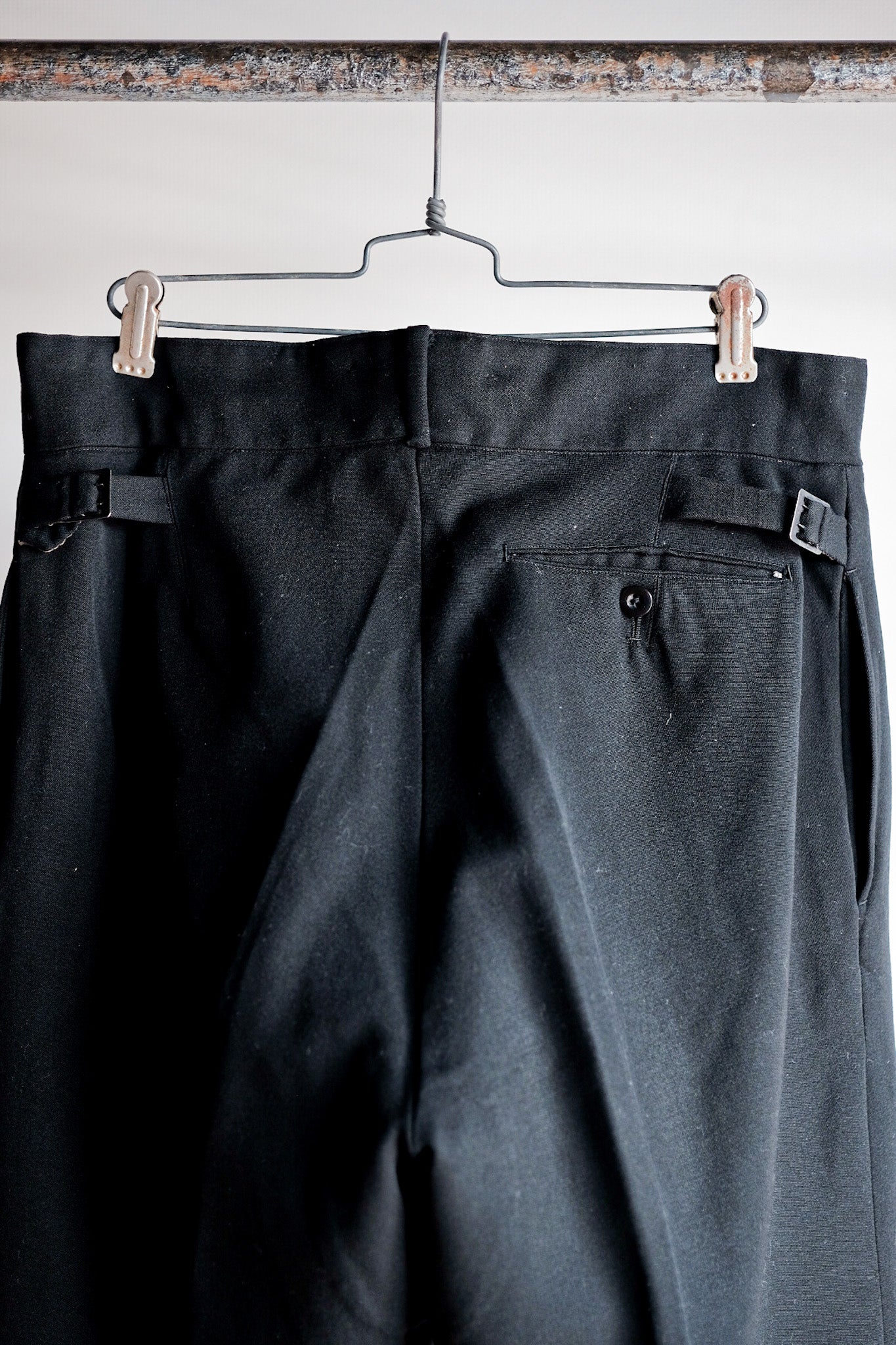 [~ 40's] กางเกงผ้าขนสัตว์สีดำวินเทจฝรั่งเศส