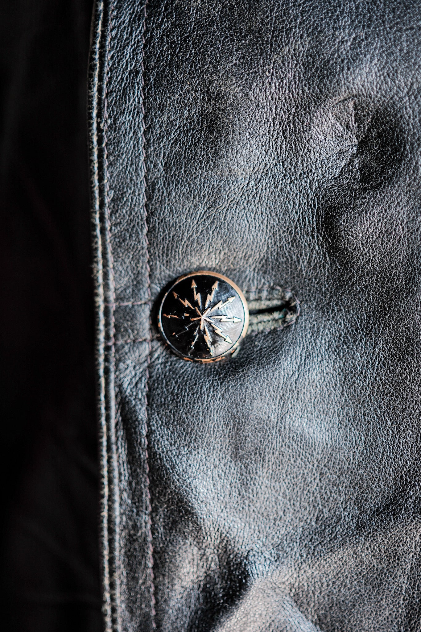 【~40's】Swedish Vintage Double Breasted Leather Jacket