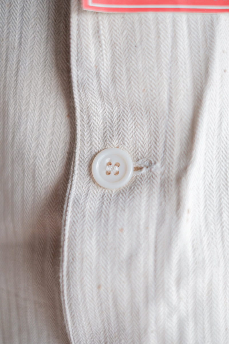 【~40’s】French Vintage White Cotton HBT Work Jacket “Dead Stock”
