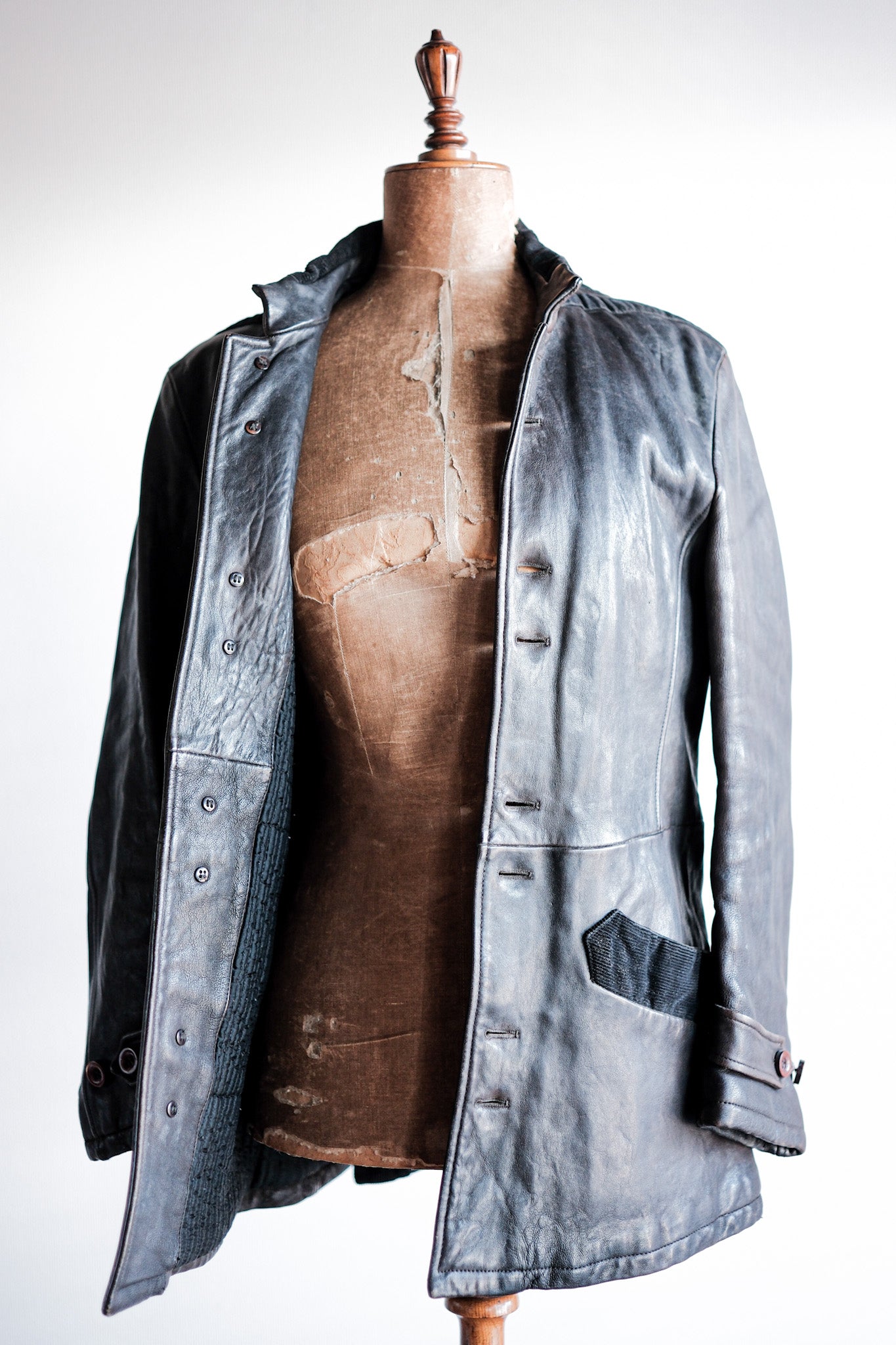 ［~90's］Old EMPORIO ARMANI Stand Collar Leather Jacket Size.48