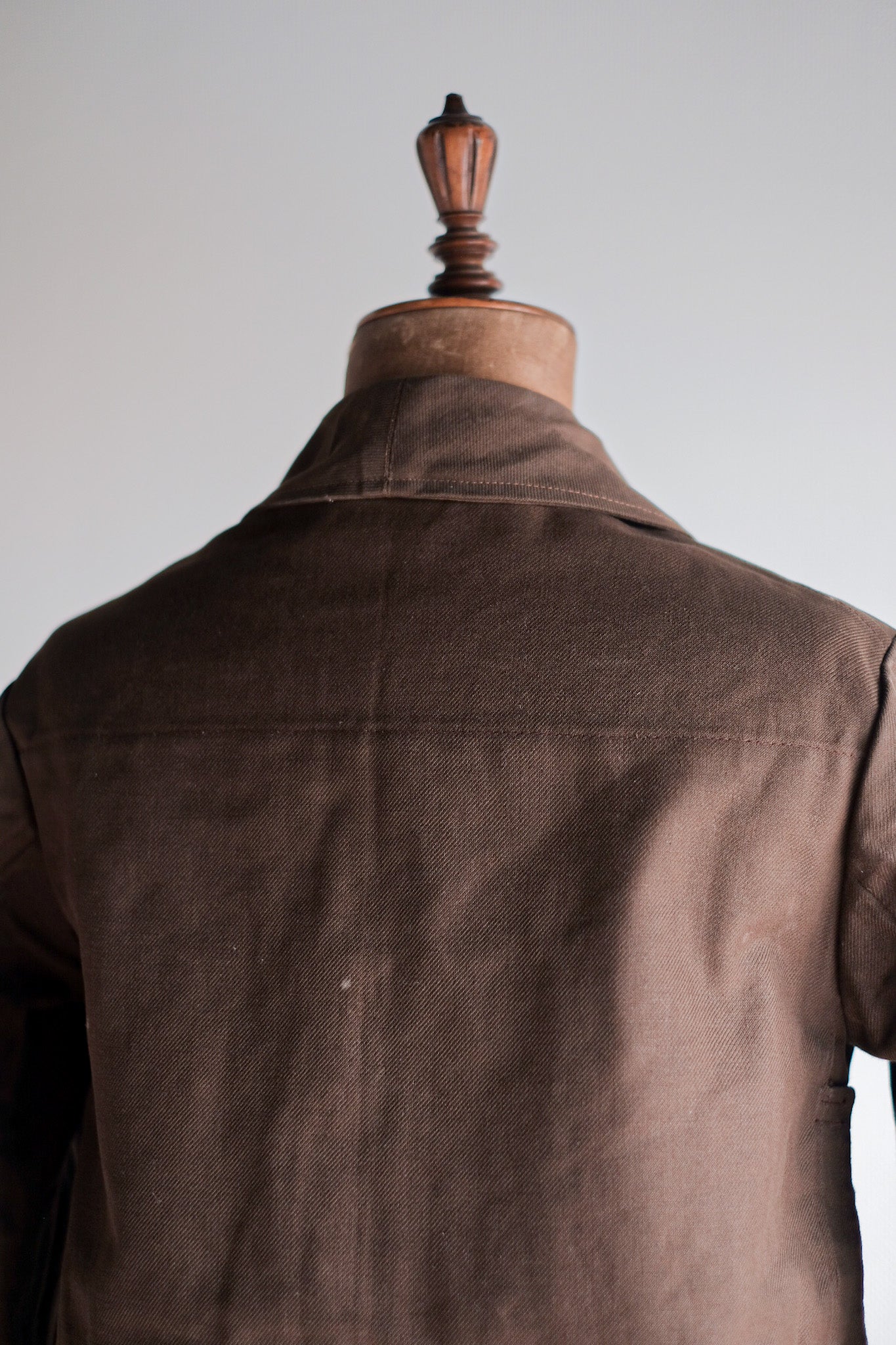 【~40's】French Vintage Brown Cotton Twill Hunting Jacket "Dead Stock"