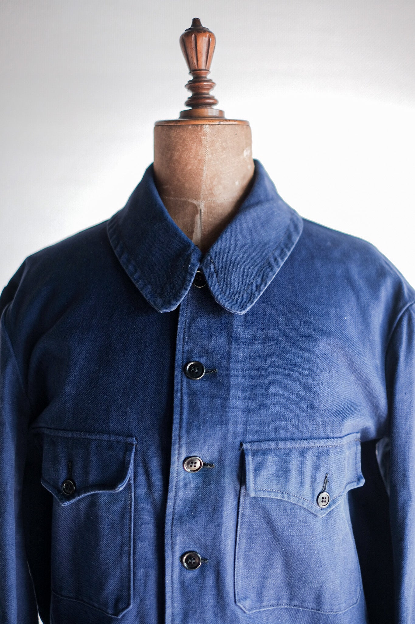 【~40's】French Vintage Blue Cotton Twill Cyclist Jacket