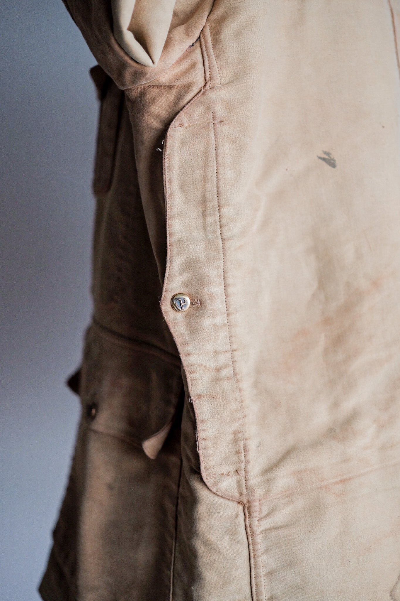 ［~30's］French Vintage Moleskin Hunting Jacket With Chin Strap